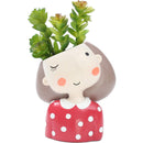 ROOGO Creative Models Artificial Flowers Resin Cartoon Succulents Flower Pot Micro Landscape Combination Home Decoration