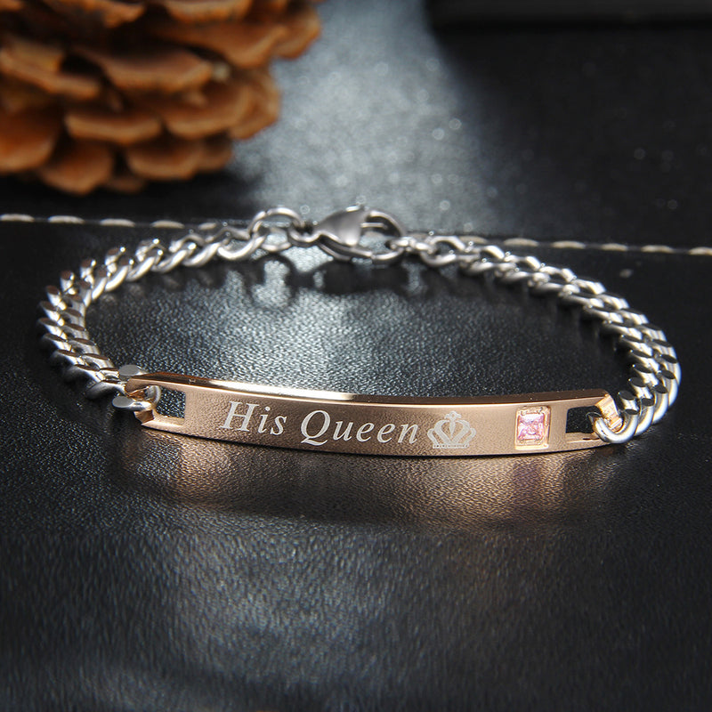 Titanium Steel Couple Love Chain Valentine's Day Bracelet Gift for Men Women
