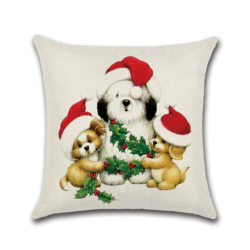 Merry Christmas Lovely Cats Dogs Cushion Covers Pillow Case Seat Sofa Pillow Cover