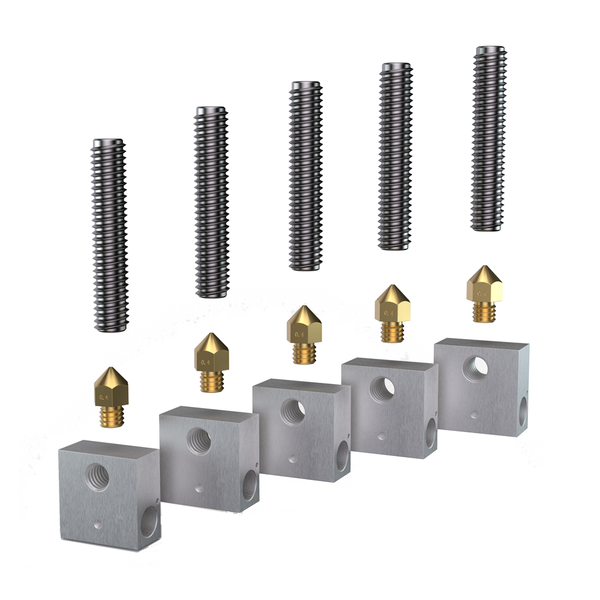 Anet 5Pcs Teflon Throat Tube + 5Pcs 0.4mm Nozzle + 5Pcs Aluminium Heating Block 3D Printer Part Set