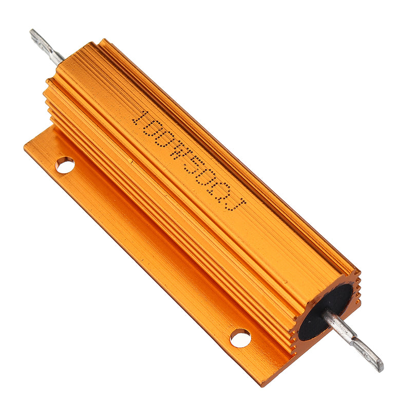 10pcs RX24 100W 50R 50RJ Metal Aluminum Case High Power Resistor Golden Metal Shell Case Heatsink Resistance Resistor