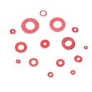 Suleve 225Pcs Red Steel Paper Washer Insulation Pad Flat Gasket Spacers 15 Sizes Assortment