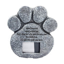 Memorial Tombstone Keepsake Gravestone Tomb Dog Cat Paw Footprint Shape Funeral Stone w/ Photo Slot Sympathy Poem for Pets Decorations
