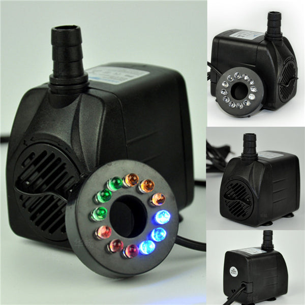 RGBY 12 LED Night Light Submersible Water Pump for Aquarium KOI Fish Pond Fountain AC220V