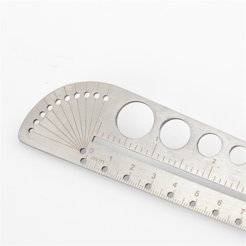 1Pcs EDC Multifunction Ruler Stainless Steel Straight Ruler Protractor Compass Round Caliber Inner Hexagon Outdoor tools