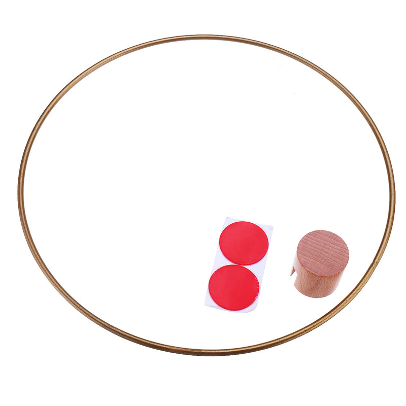 Self-Adhesive Iron Circle Round Towel Holder Ring Shape Shelf w/ Wooden Hook Wall Mount Rack Bathroom