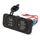 DC12-24V Waterproof Dustproof Dual Usb Port + LED Digital Volt Meterr + Ammeter