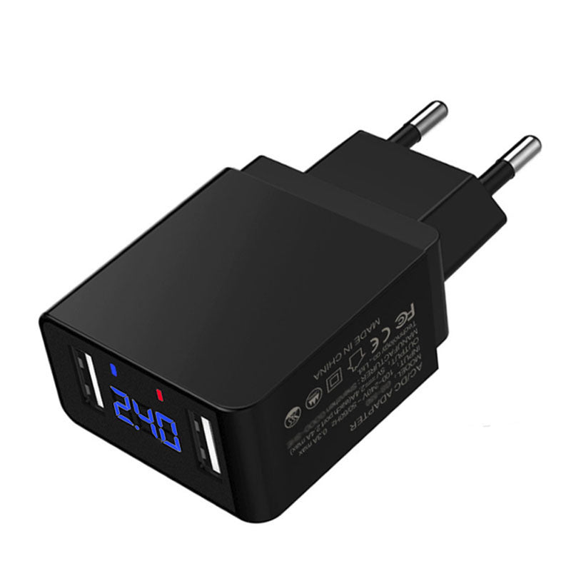 FONKEN 2.4A Dual USB Ports Fast Charging LED Display EU Charger Adapter For iPhone X XS Oneplus Pocophone HUAWEI P30 Mate20 XIAOMI MI9 S10 S10+