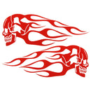 2pcs 13.5x5inch Universal Motorcycle Gas Tank Flames Skull Badge Decal Sticker Red/Blue/Yellow