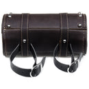 Motorcycle Front Fork Tool Saddle Bag Pouch Saddlebags Luggage Leather Barrel Dark Brown