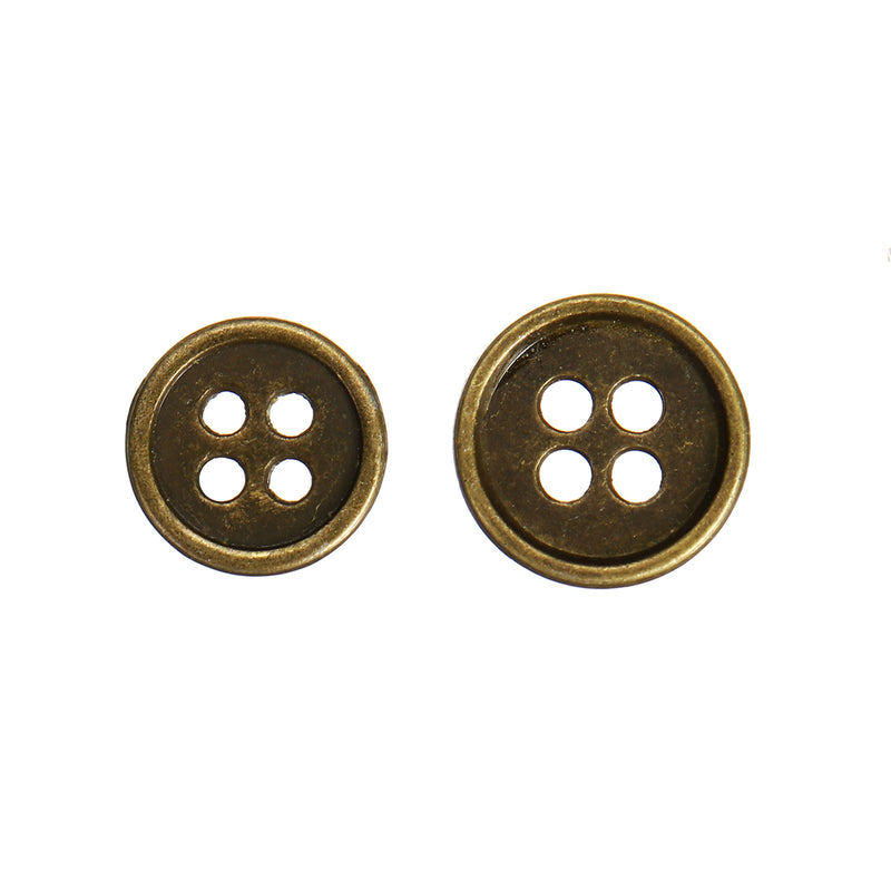11.5/13.5mm Zinc Alloy 4 Hole Flat Buttons Coats T-shirts DIY Craft