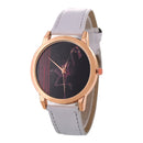 Red-crowned Crane Pattern Colorful Leather Strap Fashion Men Quartz Watch