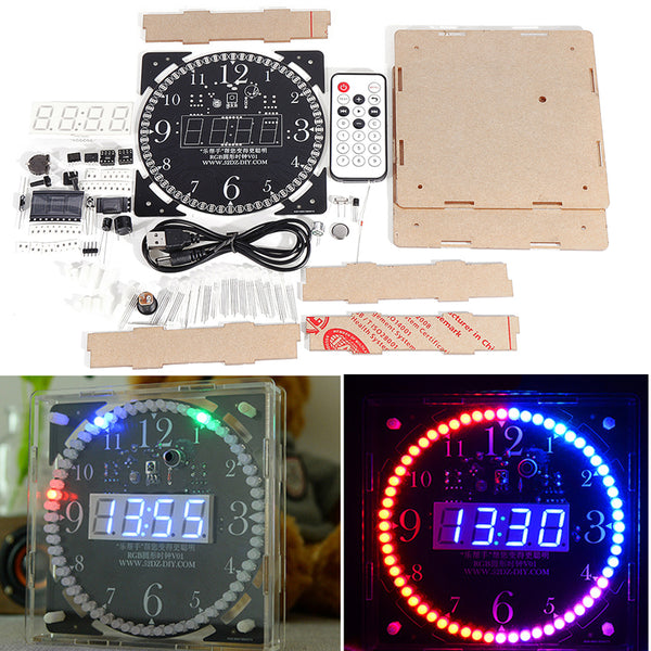 Geekcreit Full Color RGB Large Screen Multifunctional Electronic Clock DIY Kit Light Control Digital Tube Display Module MCU LED Clock