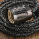 E27 3M Wire Vintage Fabric Flex Cable Pendant Light Bulb Adapter Lamp Holder Socket