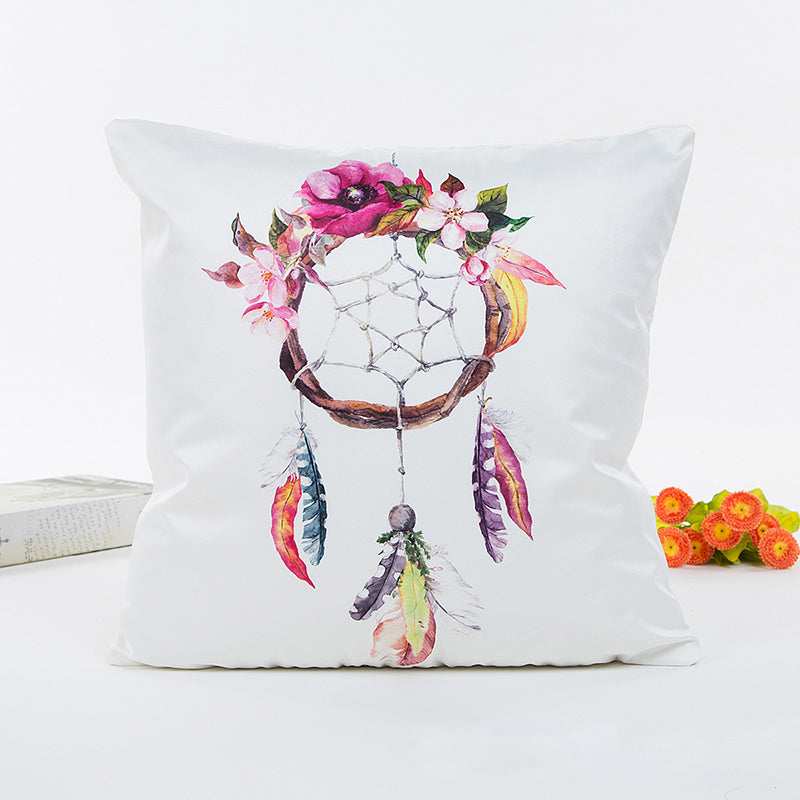 Satin Simulation Silk Dream Catcher Pillow Case Sofa Home Decor Cushion Cover