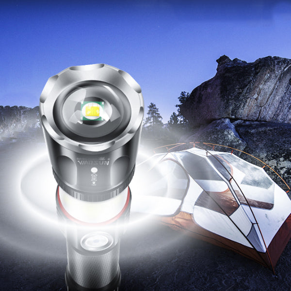WARSUN 528 T6 USB Rechargeable Flashlight Zoomable Flashlight COB Work Light Surrounding Light Tail Strong Magnetic Work Lamp Camping Hunting Travel Emergency Lantern