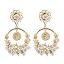 Vintage Flower Exaggerated Ear Drop Women Earrings