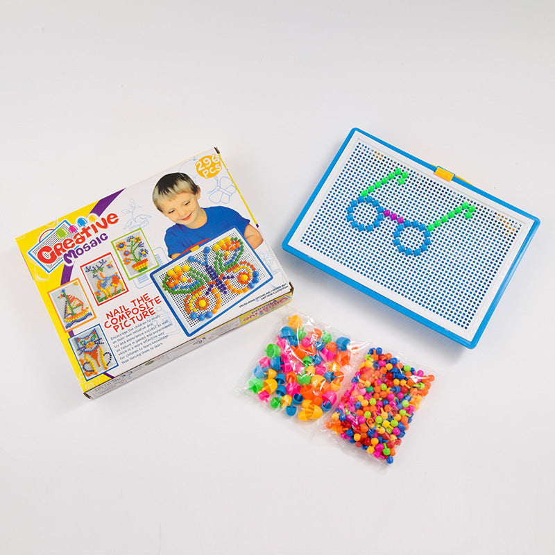 Mushroom Nail 296 Creative Children's Intelligence Combination Spell Inserting Board Toy Puzzle Building Blocks Early Education Puzzle Boxed