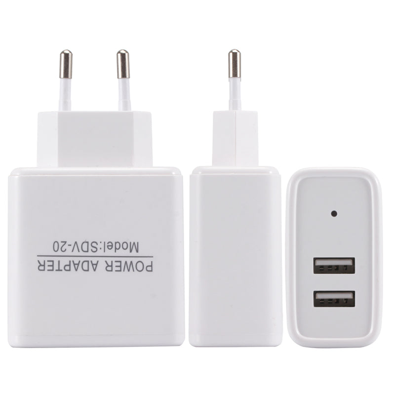 EU 5V 2.4A Dual USB Charger Power Adapter Intelligent Recognition For Smartphone Tablet PC