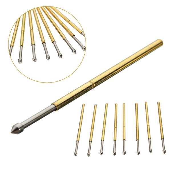 50pcs PCB Bare Board Spring Loaded Test Probe Pin P100 E2 180g 1.36mm Diameter