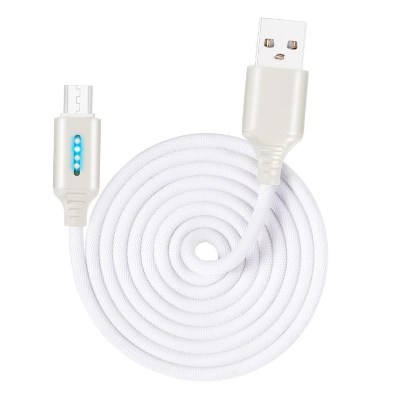 Smart LED Auto Disconnect Charger Nylon Braided Micro USB 2A Tablet Cable-1M