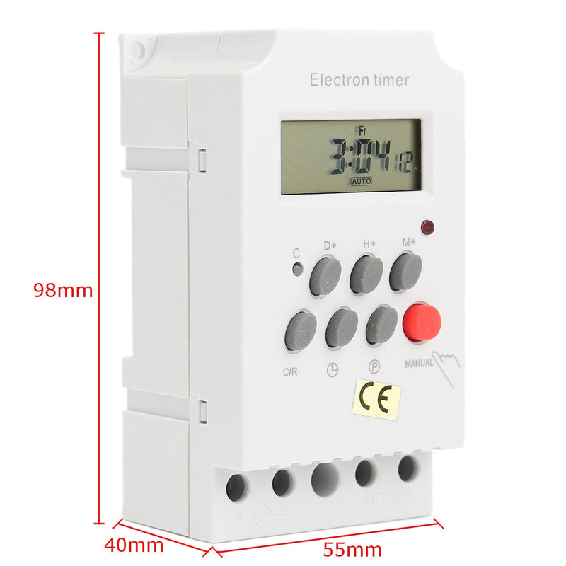 Digital Electronic Timer Switch AC 220V 25A Din Rail Programmable