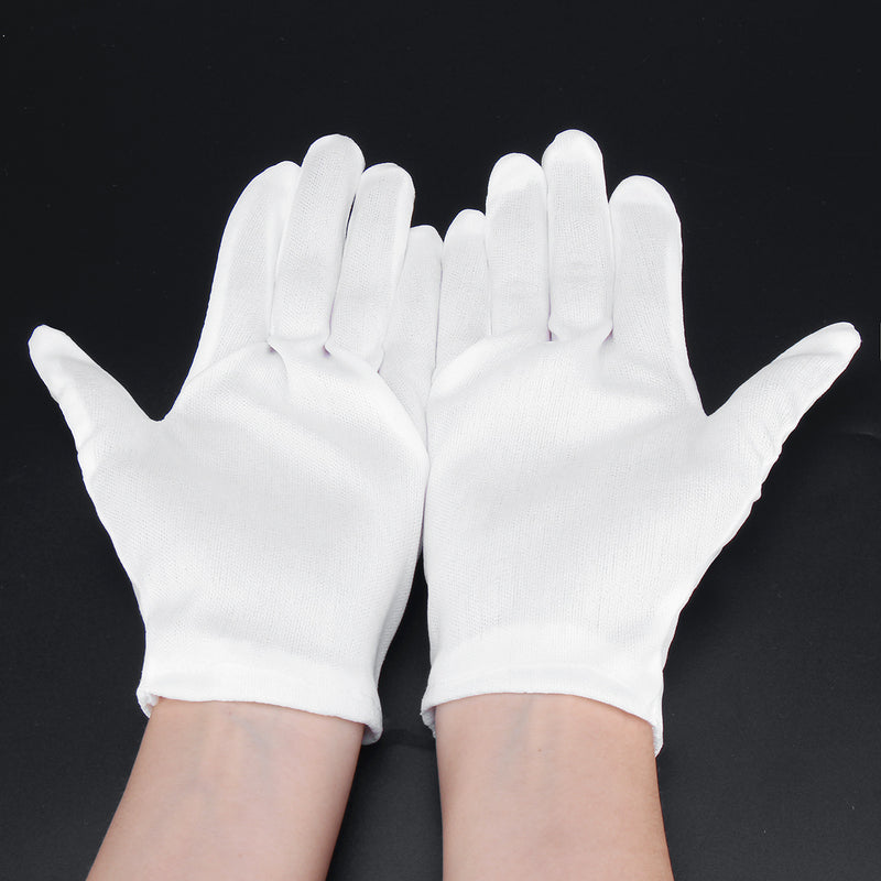 12Pairs Nylon Work Gloves White Etiquette Gloves Dust-Free Gloves Protection