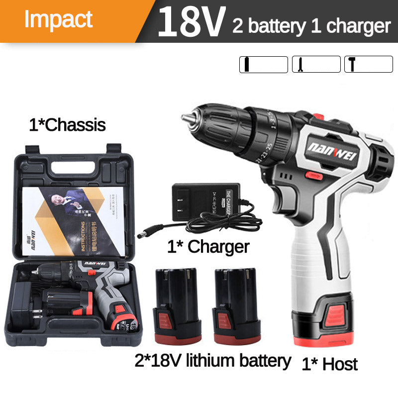 42/18V/12VF Rechargeable Impact Drill 25 Gear Lithium Hand Drill Driver Dual Speed Electric Screwdriver