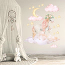 Pink Horse Cloudy Sky Wall Stickers Romantic Lovely Diy Sticker Moon Star Wall Sticker
