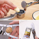4-in-1 Multi-functional Extra Large Garlic Press Walnut Bottle Opener Home Hand Presser Manual Tools