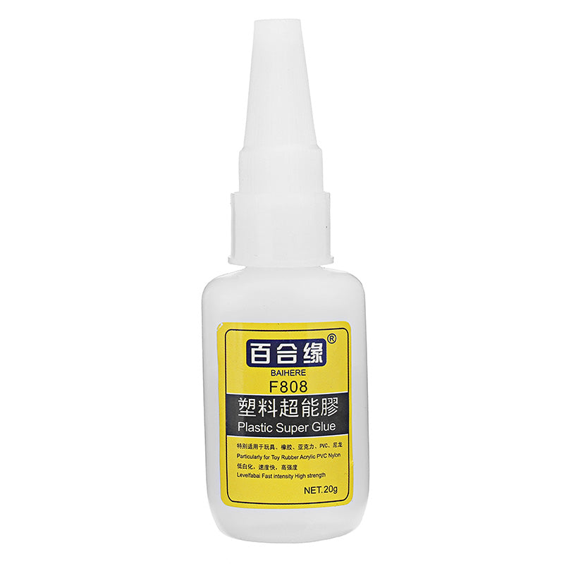 BAIHERE 20g 808 Plastic Super Glue Strong Instant Adhesive for Rubber ABS PVC Plastic Nylon Acrylic