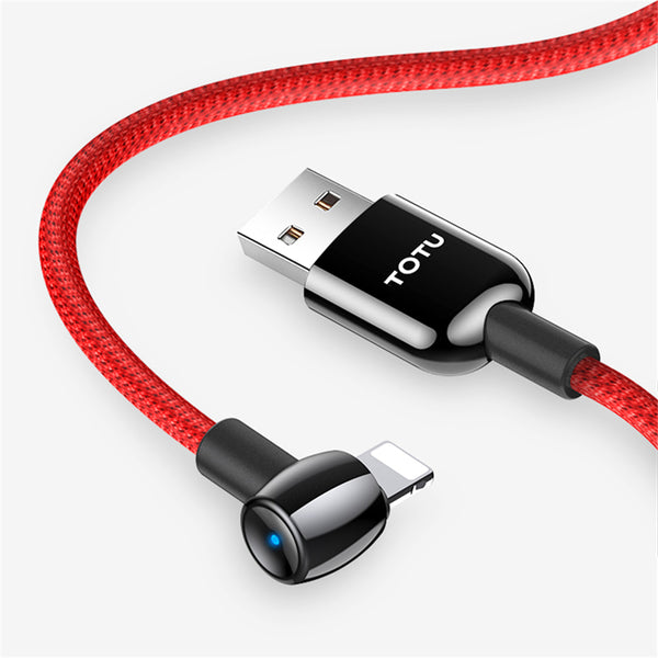 TOTU 2.4A Lightning LED Indicator Fast Charging Data Cable For iPhone XS XR 8 Plus 11Pro iPadPro iPadAir