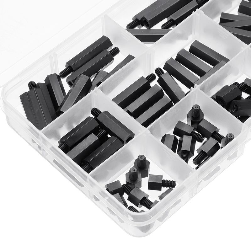 Suleve M4NH4 110Pcs M4 Nylon Hex Screw Black/White Female to Male PCB Standoff Column Set