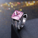 INALIS Elegant 12mm Gun Black Plated Zircon Rhinestone Diamond Rings Gift for Women