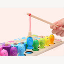 Wooden Toys Rings Montessori Math Toys Counting Fishing Board Child Kids Preschool Educational Learning Gifts