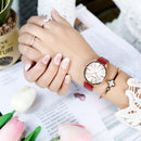 MEGIR 4213 Fashion Women Wristwatch Light Luxury Leather Strap Female Quartz Watch