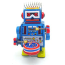 Classic Vintage Clockwork Wind Up Drum Playing Robot  Reminiscence Children Kids Tin Toys With Key