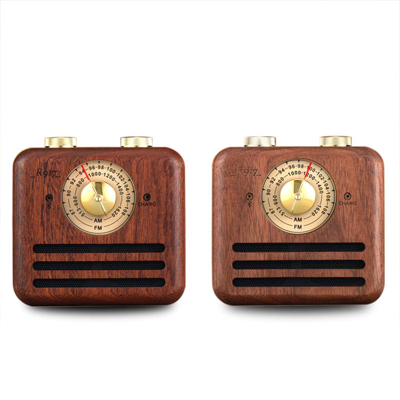 Loskii Wood bluetooth Subwoofer Handmade Walnut Wood Portable bluetooth Speaker FM/AM Loudspeaker