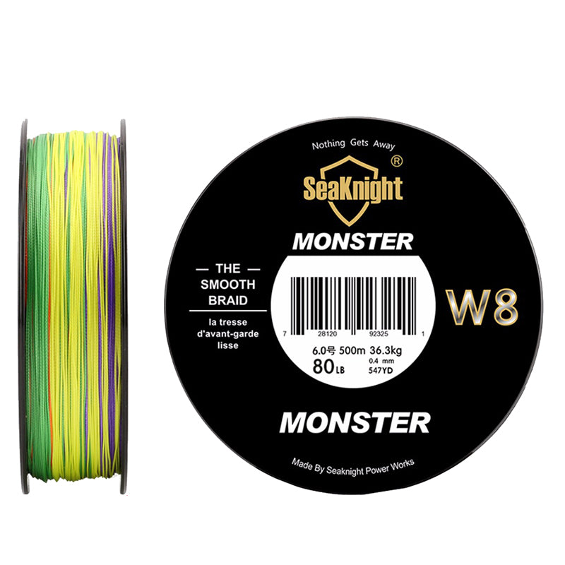 SeaKnight Monster W8 500M 8 Strands Fishing Line Multi-Colors 20-100LB Salt Water Braided Wire