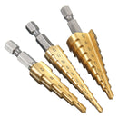 3pcs HSS Step Cone Drill Bit Titanium Hole Cutter Set 3-12/4-42/4-20mm