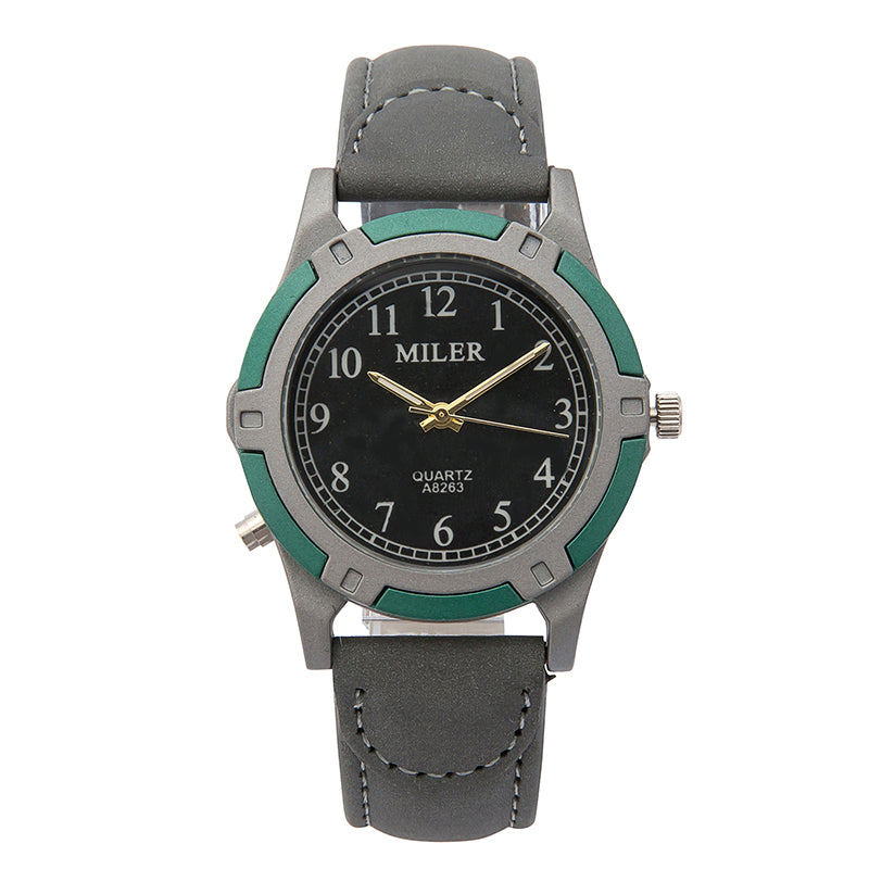 MILIER 8261 Fashion Simple Men Women Leather Strap Wrist Quartz Watch