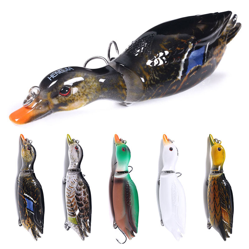 HENGJIA J101 5PSC Duck Fishing Lure Set Rotating Tail Popper Topwater Swim Crankbait Artificial Hard Bait