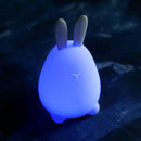Rabbit LED Night Light Silicone Pat Control Multicolor for Children Baby Nursery Breathing Moon Lamp