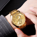 SKMEI 9193 Luxury Chinese Dragon Pattern Golden Waterproof Men Watch Quartz Watch