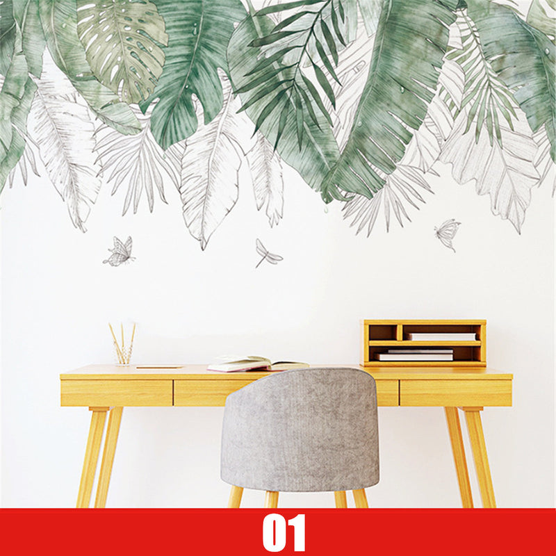DIY Tropical Leaves Plant Flower Wall Sticker Art Home Decor Office Decal Mural