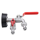 1/2 Inch S60x6 IBC Brass Water Tank Adapter Double Head Tap Outlet Replacement Valve Fitting for Garden Water Connector