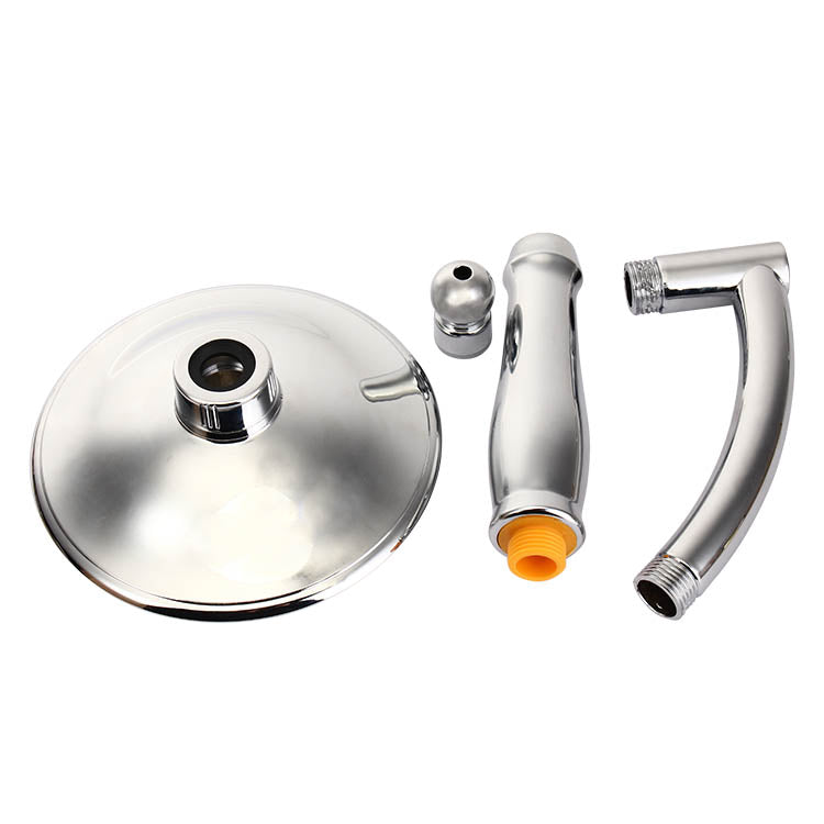 Rotatable Stainless Steel Top Rainfall Pressure Shower Head Set With Hose And Steel Ring Holder