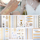10 Sheets Waterproof Fashional Stamping Metal Tattoo Stickers Temporary Tattoos