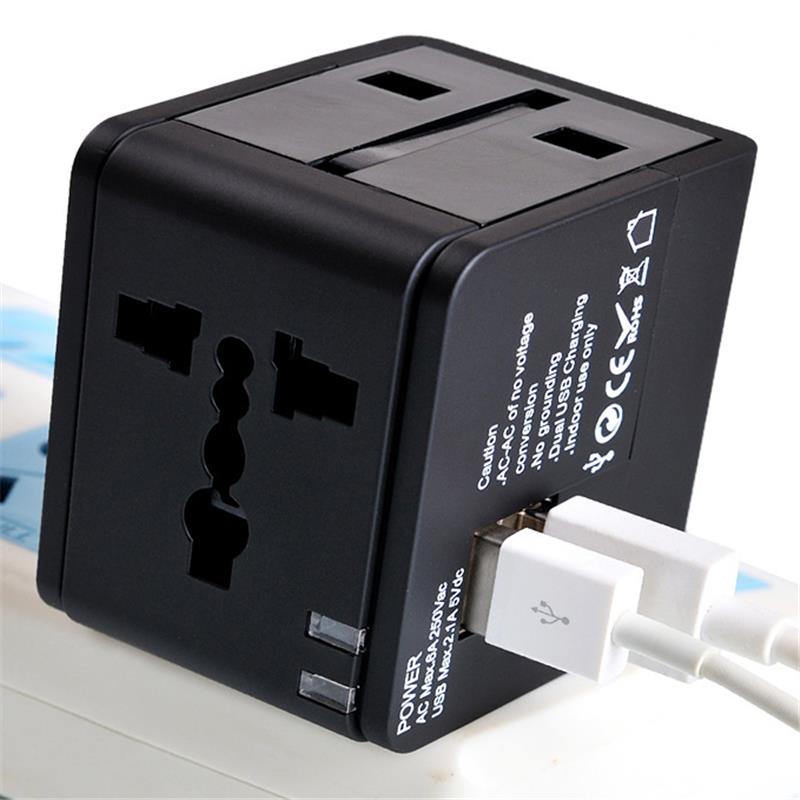 YICHEN TR-148 Universal International Power Plug USB 2.1A Adapter Wall AC Adapter Worldwide Travel Power Plug Conversion Socket Dual USB Adapter