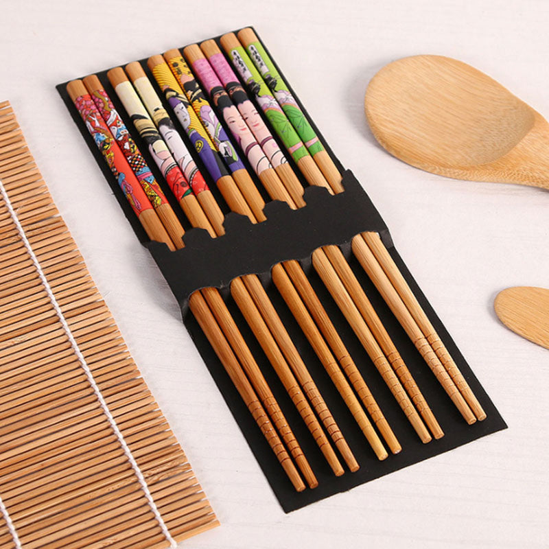 DIY Bamboo Sushi Making Kit 2 Rolling Mats 5 Pairs Chopsticks Rice Spreader Baking Mat